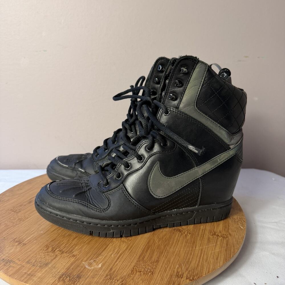 Nike Dunk Sky Hi 2 Sneakerboot Womens 8 Black Hidden Wedge Reflective 807401-001